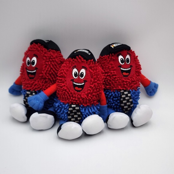 Lot of 3- Plush Crew Carwash Spinners—Advertising Mascot—Red & Blue‎ - Picture 1 of 5